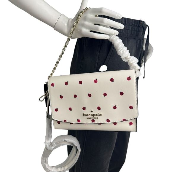Kate Spade Carson Ladybug Print Convertible Crossbody Cream multi Bag - Picture 10 of 11